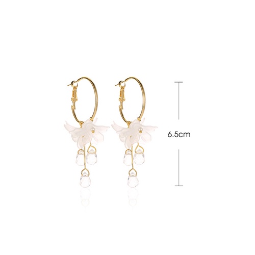 LRC Anting Tusuk Fashion Gold Color Crystal Flower W76482