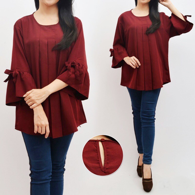 ERLINDA  BLOUSE WANITA | BIG SIZE | PLAIN BLOUSE | ATASAN WANITA | BAJU JUMBO ERLINDA-1