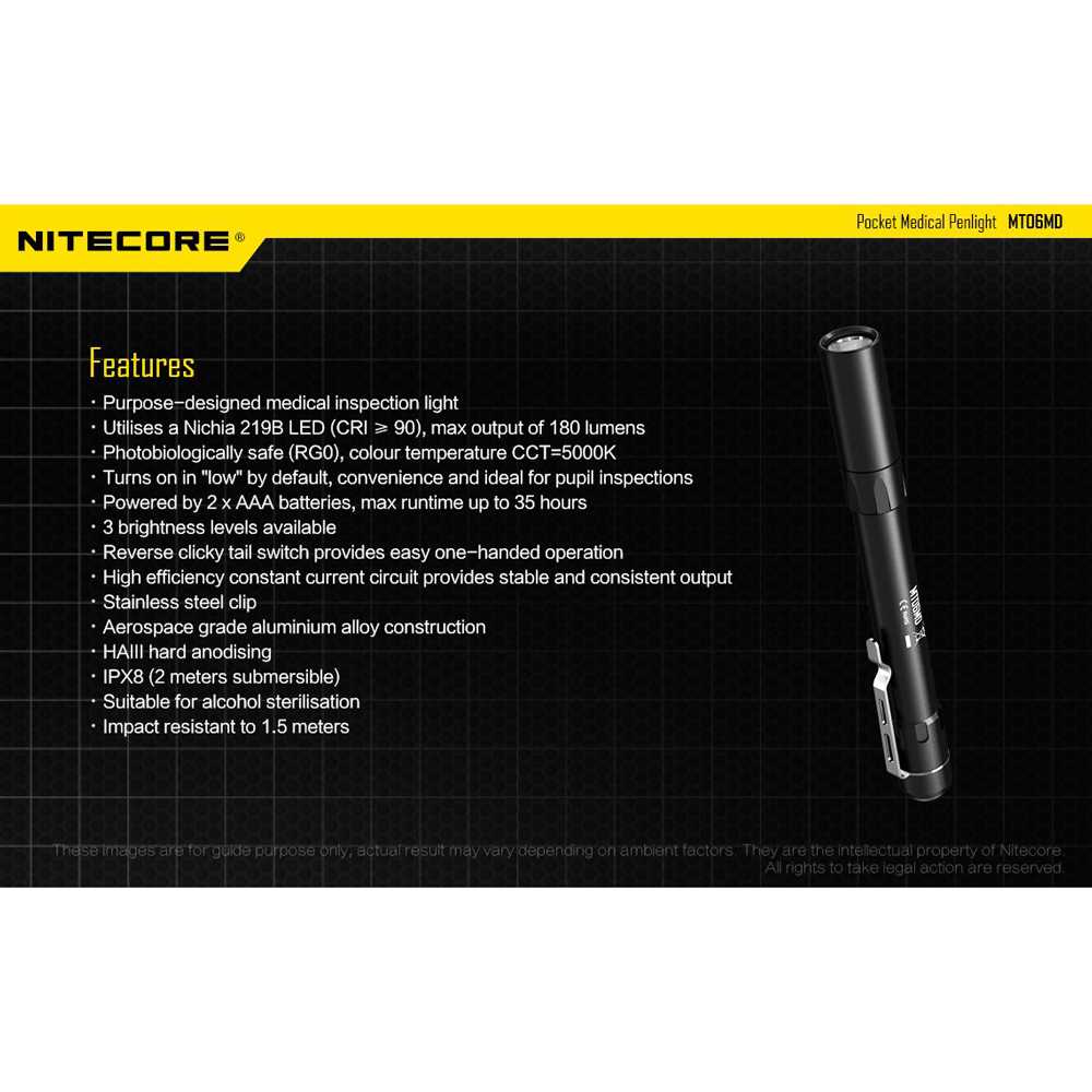 (BISA COD) RVOSTR NITECORE MT06MD Senter LED Nichia 219B 180 Lumens