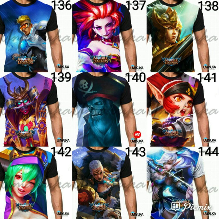 Jual Jual Baju Kaos Distro 3D Hero Skin Players Moba ML Mobile Legend Legends 3 Berkualitas 