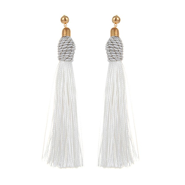 LRC Anting Tusuk Bohemia Pure Color Decorated Tassel E0927X