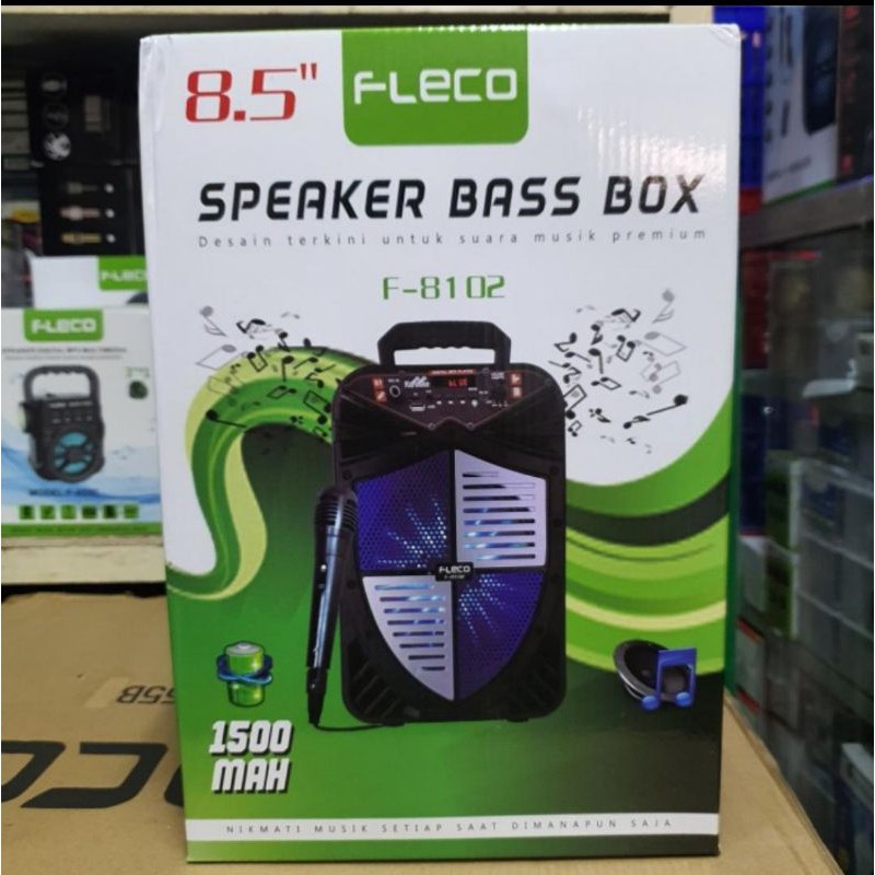 Speaker Base Box Bluetooth 8.5&quot; Fleco F-8102 Free Mic // Radio // USb // TF Card // Aux