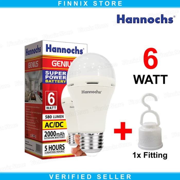 Hannochs Genius Lampu Bohlam LED Emergency 6 watt - Dua Fungsi AC DC