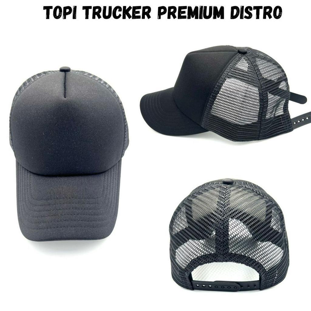 Topi Trucker Polos Dewasa Premium Distro / Warna Hitam
