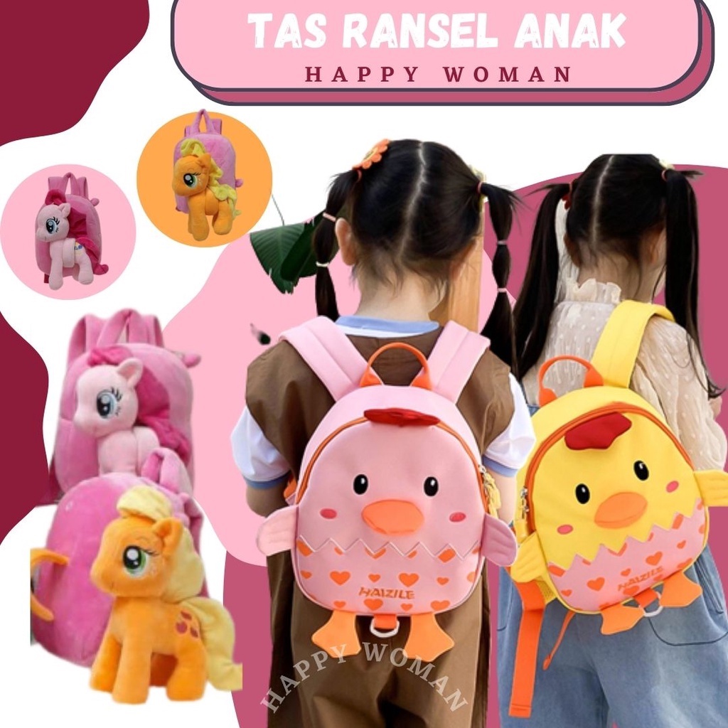 Tas Ransel Boneka Kuda Pony Tas Ayam Chicken Telur Lucu Import Disney Pretty Sekolah SD Paud TK Termurah