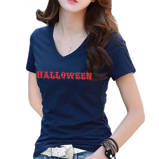 kaos wanita HALLOWEEN vneck