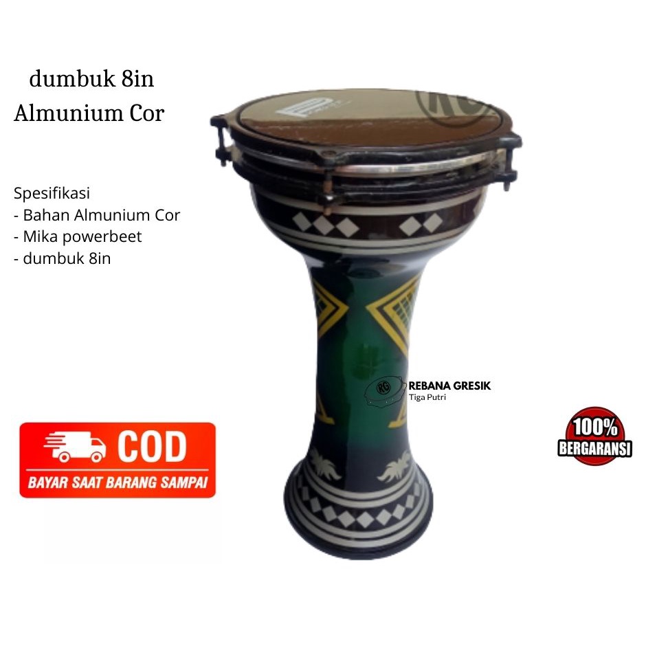 dumbuk  darbuka rebana pinggang almunium cor ukuran 8 in dan 10 in