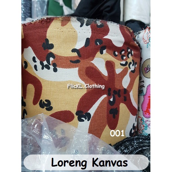 Bahan Kain Kanvas Loreng Camo Motif Corak Loreng