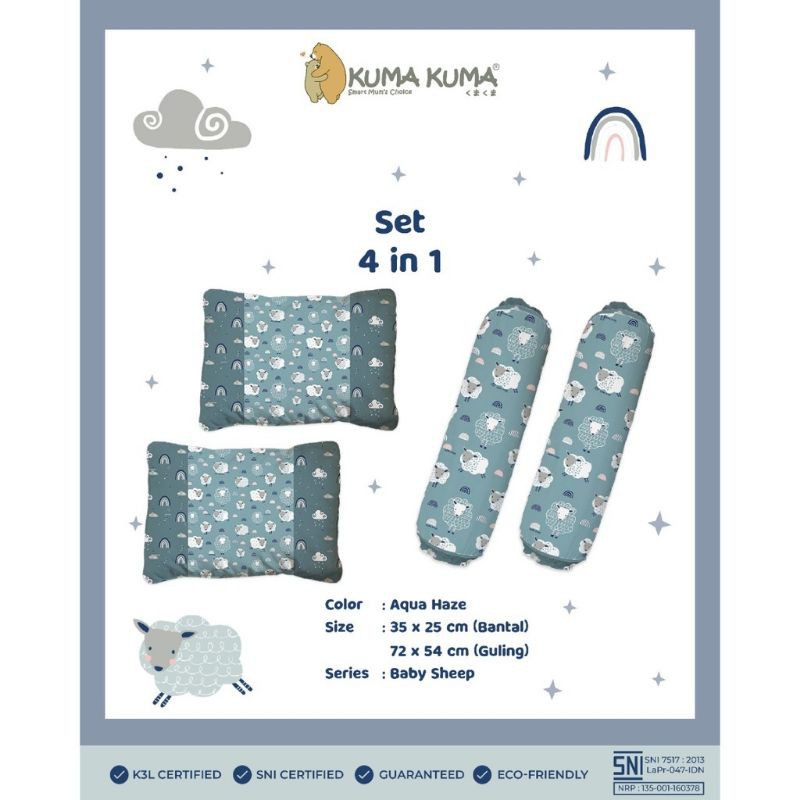 KUMA KUMA - BANTAL BAYI SET 4 IN 1 (NEW MOTIFF !!!!)