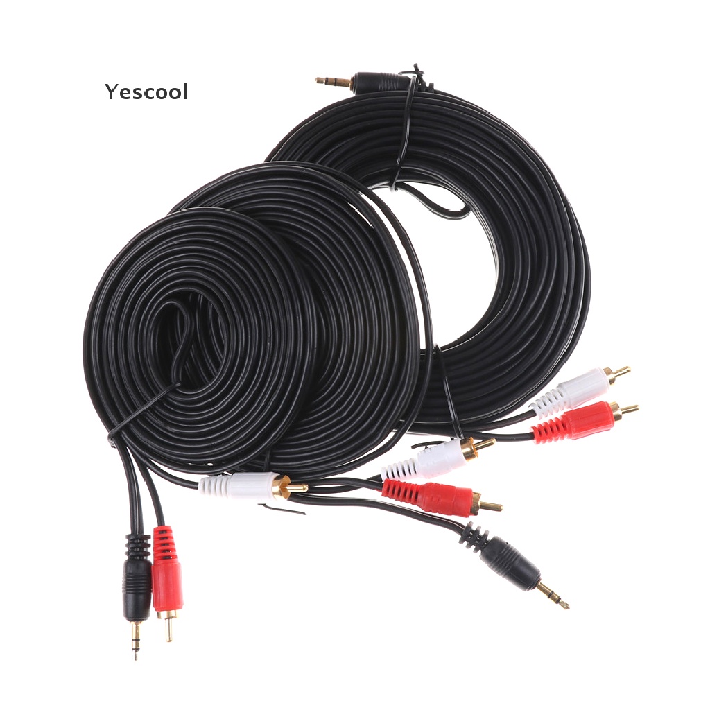 Yescool Kabel Audio AUX 3.5MM Male Ke AV 2 RCA Male Stereo Panjang 3M 5M 10M