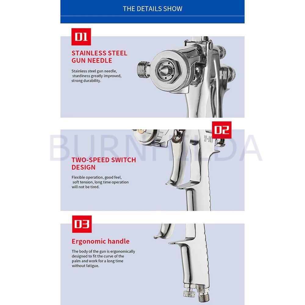 Spray Gun Professional Pneumatic Airbrush 1.0mm mobil motor burnhilda