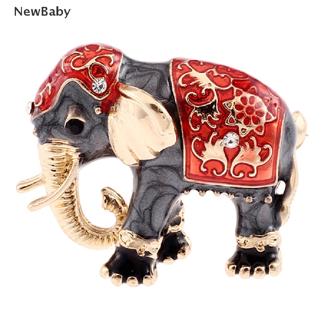 Newbaby Bros Pin Enamel Bentuk Gajah Aksen Kristal Untuk Wanita