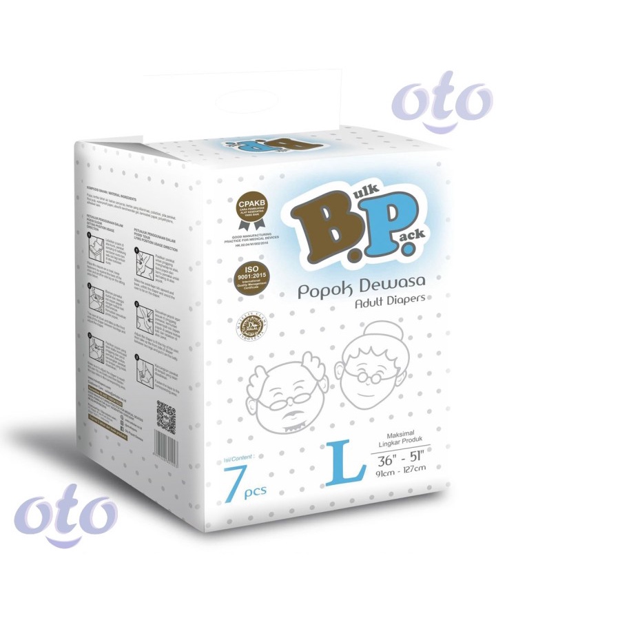 popok dewasa - kesehatan, diapers, perekat  RAK - BP Adult Diaper Popok Dewasa model Perekat ukuran L isi 7 pcs