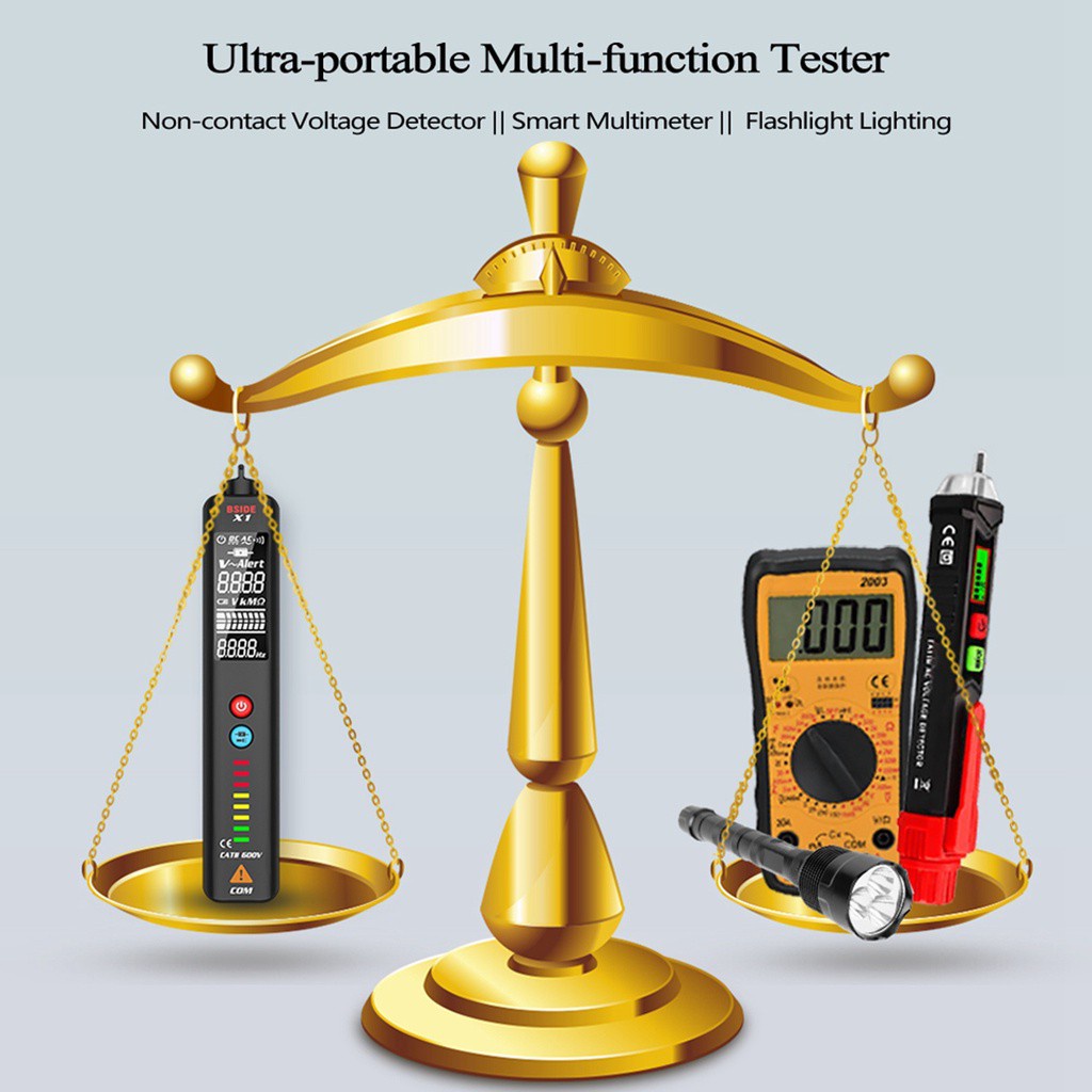 Pena Detektor Tegangan Listrik Ac / Dc Ncv Hz Adjustable Non Kontak Dengan Senter Layar Lcd