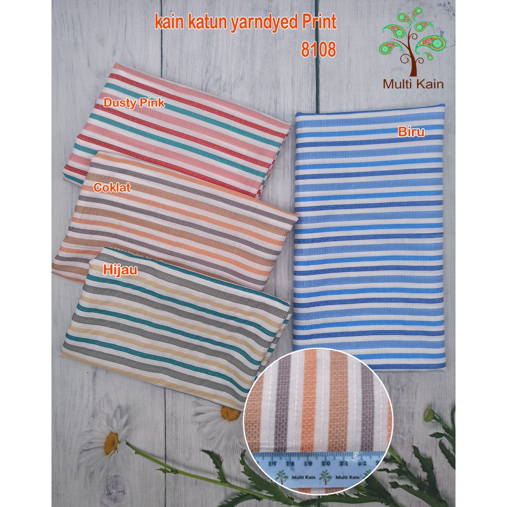 bahan multi kain katun tenun yarndyed salur basik basic B