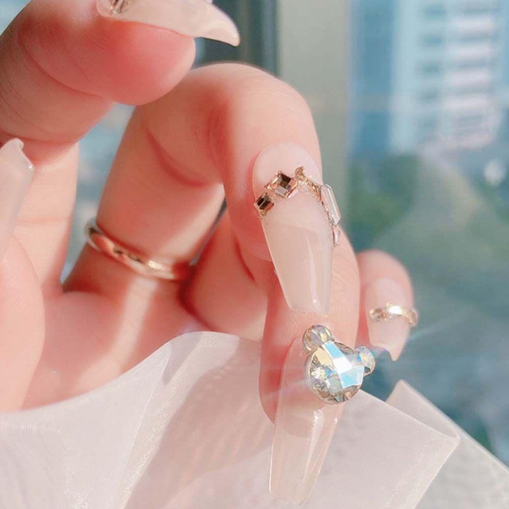 AUGUSTINA Agustina Kartun Kuku Berlian Buatan Mewah Fashion 3D Kuku Pesona Resin Manicure Nail Art Ornamen Kristal Dekorasi Kuku