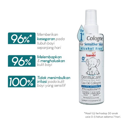 Bambi Baby Dermacare Refreshing Pure Water Eau De Cologne 100ml