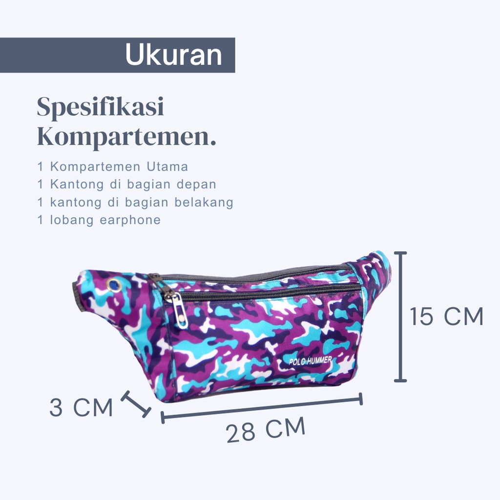 Tas Olahraga Kecil - Tas Pinggang Sepeda Lari - Waistbag POLO HUMMER