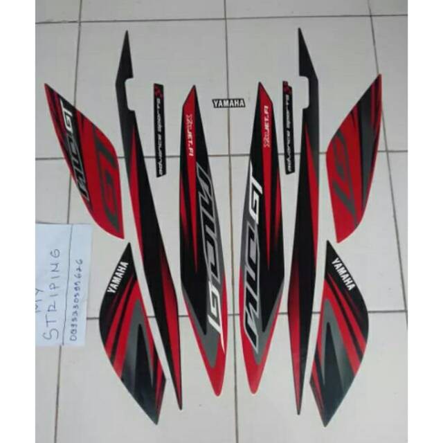 Striping atau stiker mio GT 2014 merah hitam