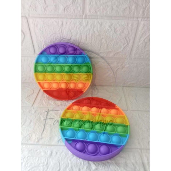 POP IT BESAR FIDGET TOY RAINBOW KOTAK SQUARE BULAT LOVE OXIGONAL SILICON-BULAT