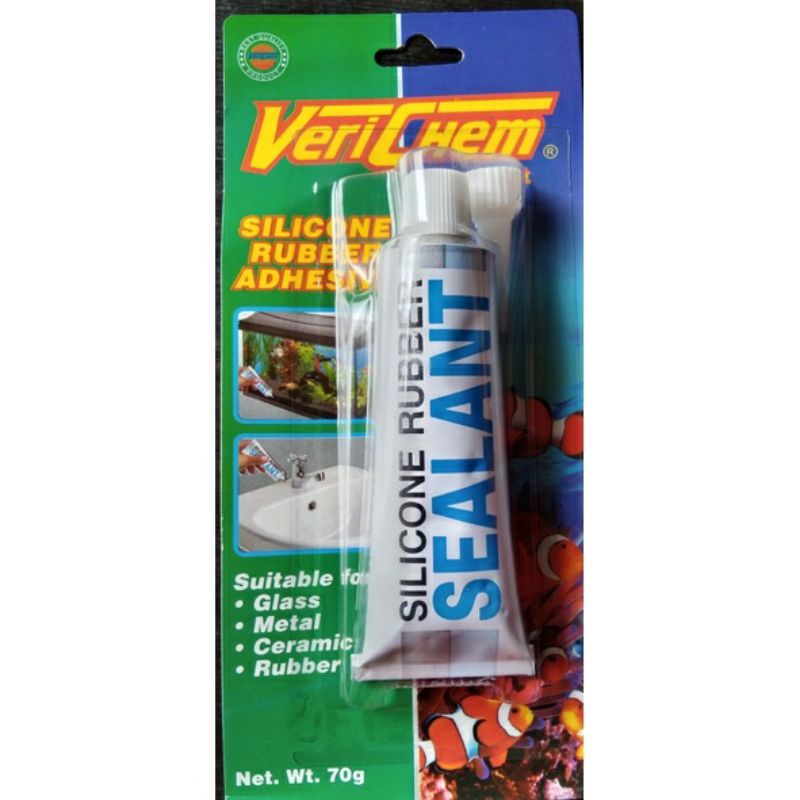 VERICHEM LEM KACA SILIKON Aquarium 60 gram / Silicone Rubber Adhesive Sealant