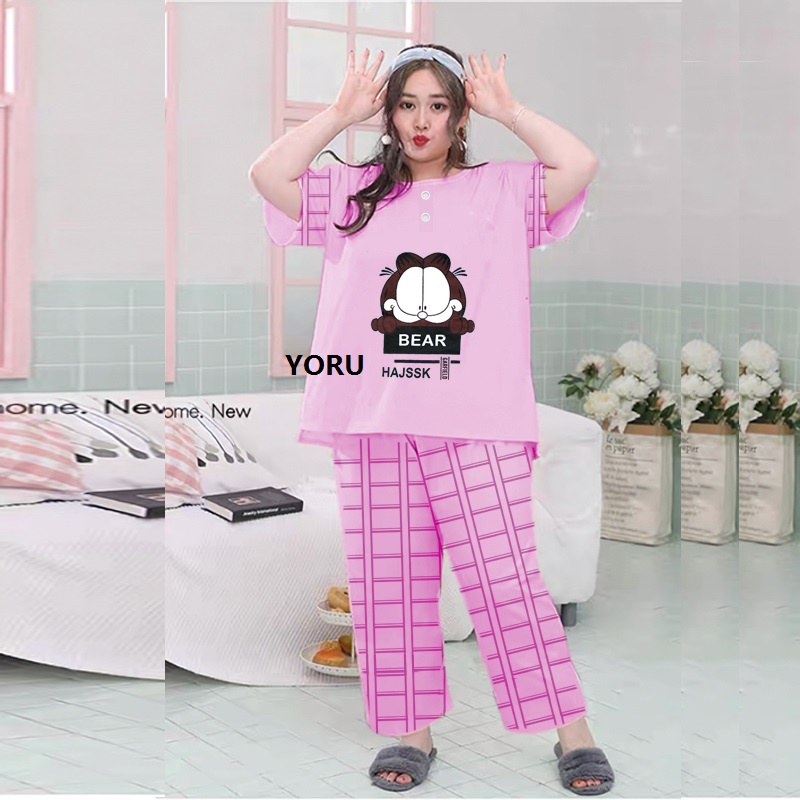 Pamelo Baju Tidur Baby doll Jumbo CP Piyama Bigsize Babydoll XXL Celana Panjang Busui Bumil CP Oversize CP Jumbo Baju Tidur Jumbo