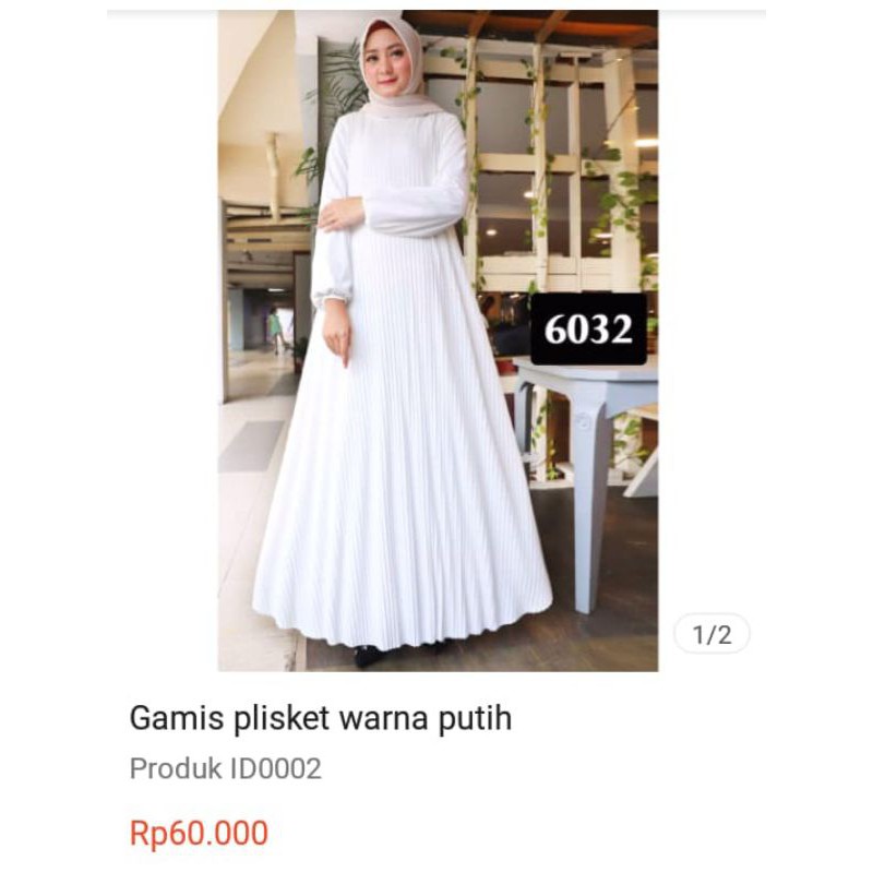 gamis plisket putih
