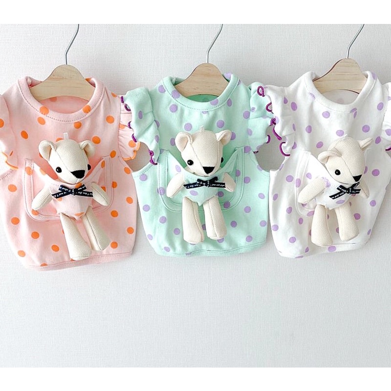 Green &amp; Peach Polka Top for Dog Cat Pet Baju Anjing Kucing Lucu