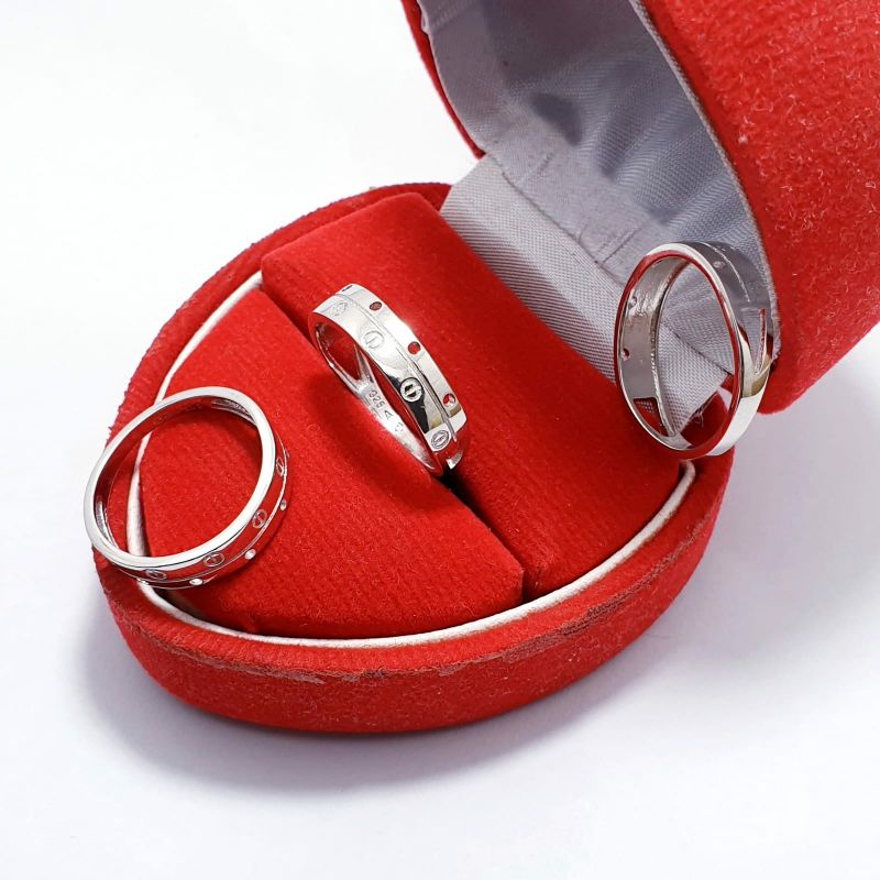 Cincin Perak 925 Asli Lapis Emas Putih - Perhiasan Cincin Pria / Cincin Wanita Motif Chartir Perak 9