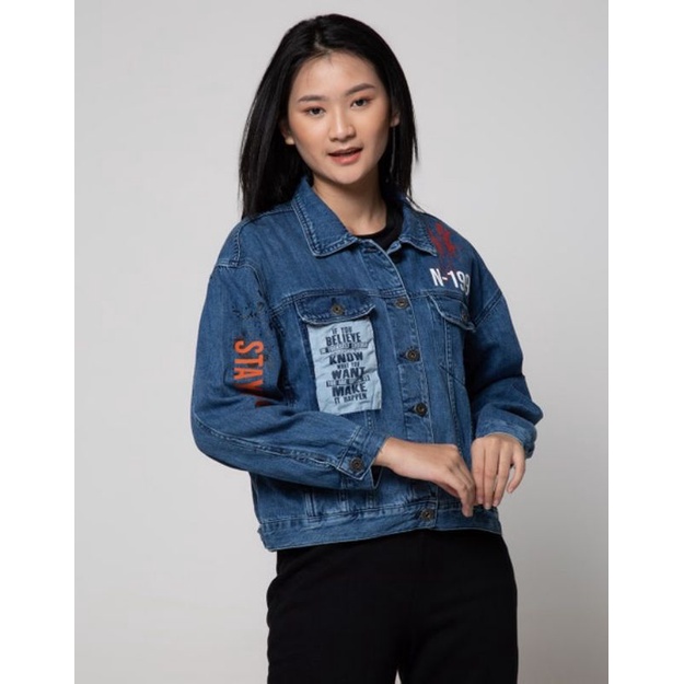 Nevada Denim Jacket Wanita Crop Jacket Splash