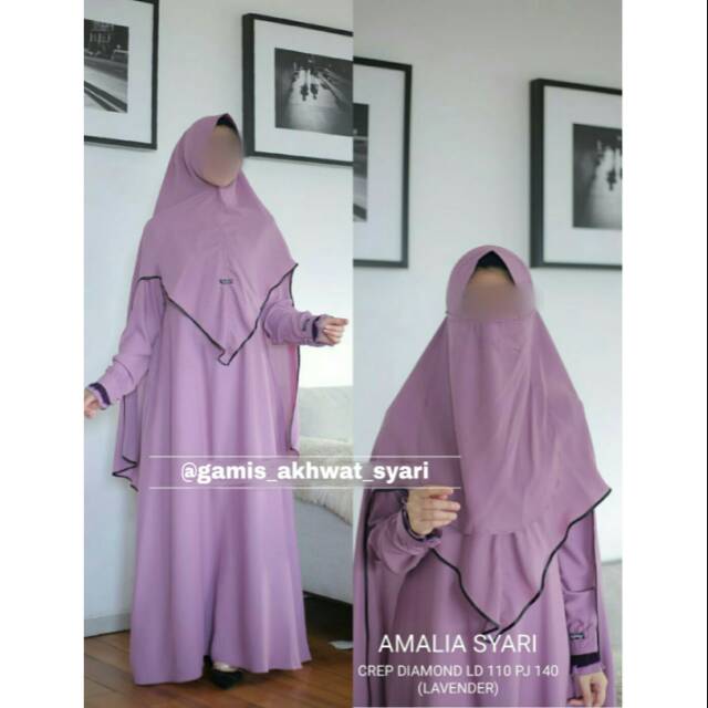 Amalia gamis syari murah polos satu set cadar jumbo big size by royale hijab baju busana muslimah