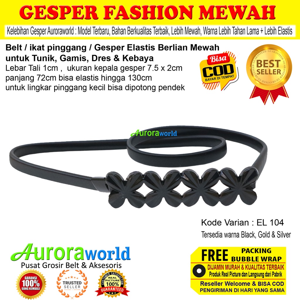 Auroraworld belt cewek elastis gesper fashion wanita terbaru elastis ikat pinggang wanita