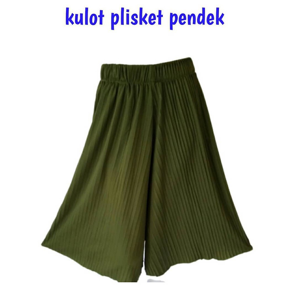 Celana kulot pendek plisket 7/8 terbaru/celana kulot plisket pendek-army