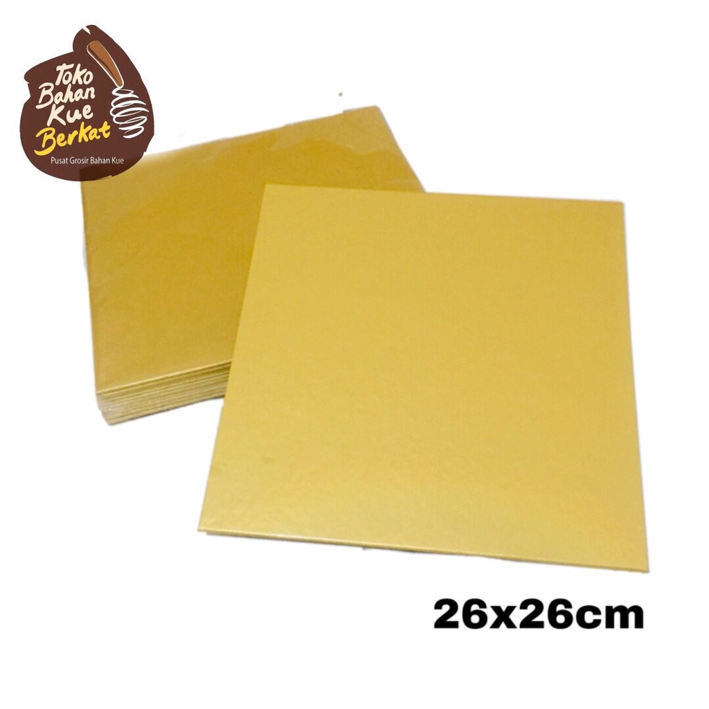 CAKE BOARD GOLD SQUARE / TATAKAN KUE KOTAK EMAS (10PC) - 32x32