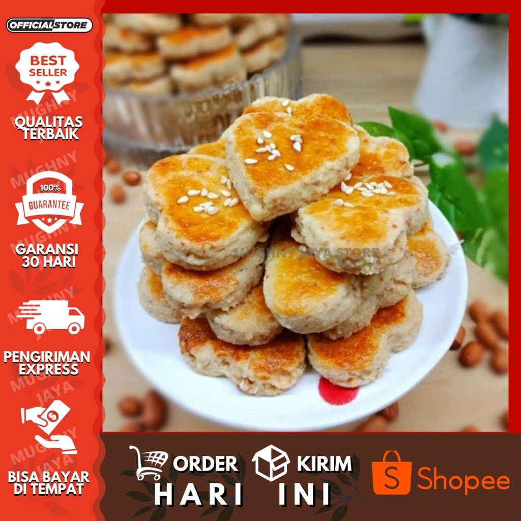 

DISCOUNT !!! COD !!! kue Kacang toping wijen / Kue Kacang Isi 250 gram (1/4 Kg Per Toples )