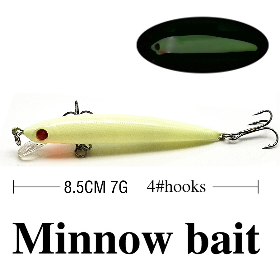 Shengyao 1Pcs Luminous Minnow Fishing Lure Popper Crankbait VIB Pencil Umpan Pancing Ikan Bass Bait Kait Memancing Topwater Floating