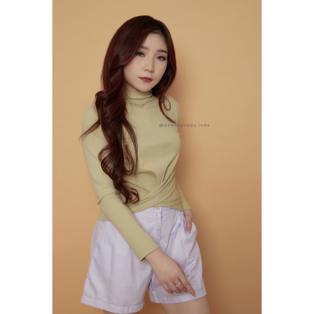 Peach Poppy Crissy Top - Atasan Basic Wanita Turtleneck Lengan Panjang