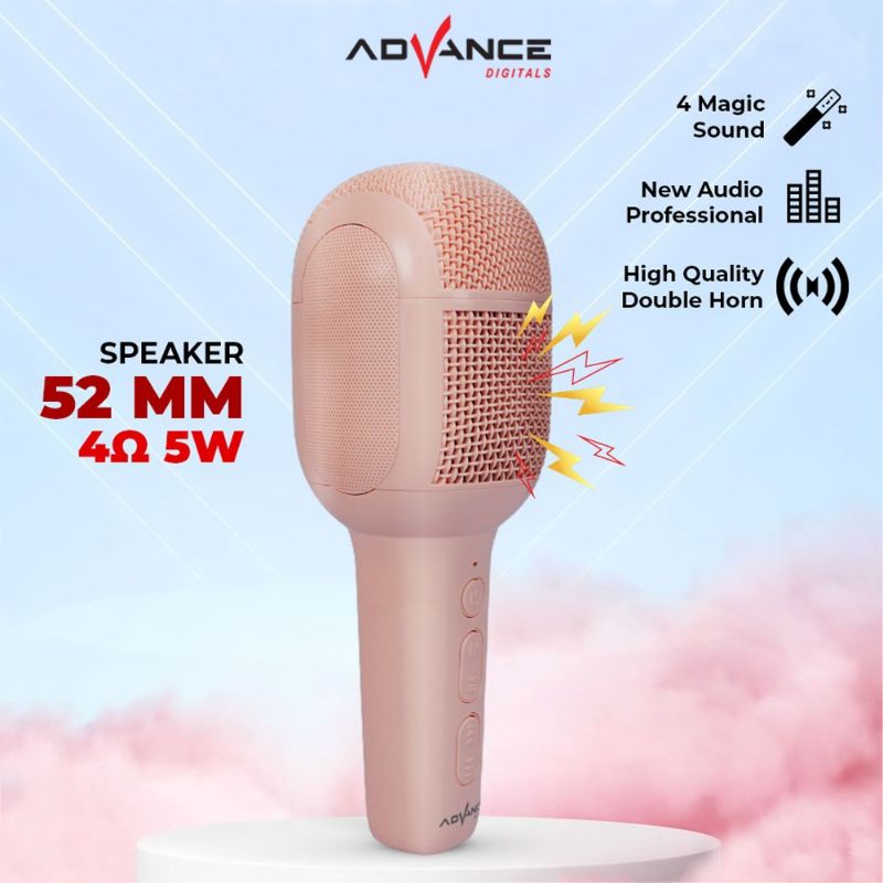 Advance Mic Bluetooth Karaoke Microphone Advance AMS-58 Speaker Bluetooth Wireless Pengubah Suara Mikropon Wireless Smule Speaker Portable