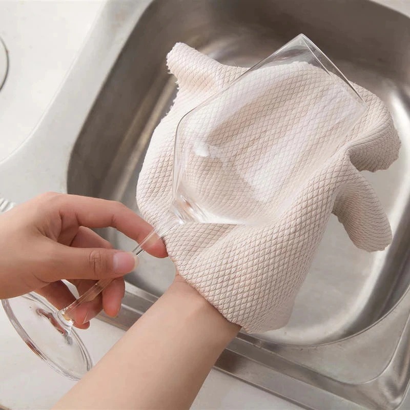 [3 PCS] Kain Microfiber Tebal Lap Dapur Besar Cleaning Cloth Pembersih meja makan Lap tangan Handuk Tangan Hand Towel