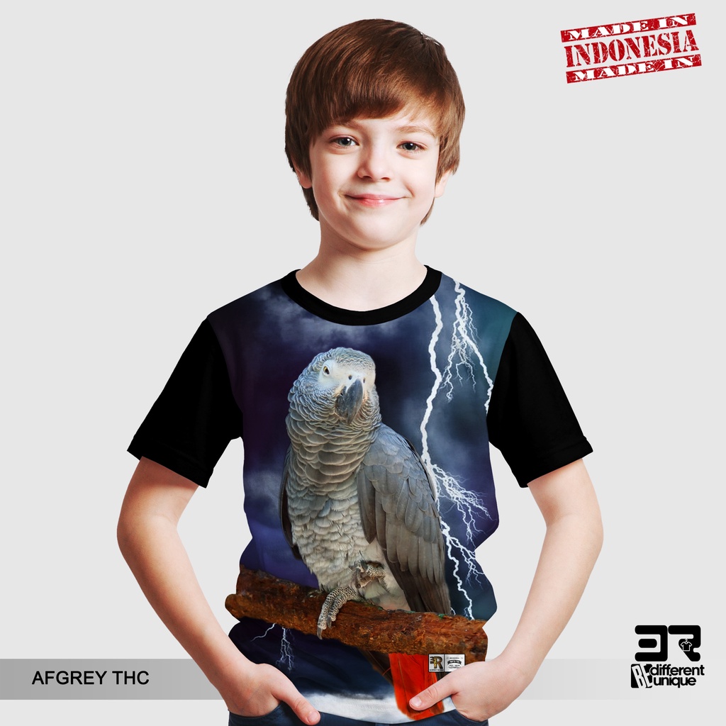 [ COD / BAYAR DI TEMPAT ] KAOS DISTRO PRINTING ANAK ANAK GAMBAR BURUNG AFGREY THC