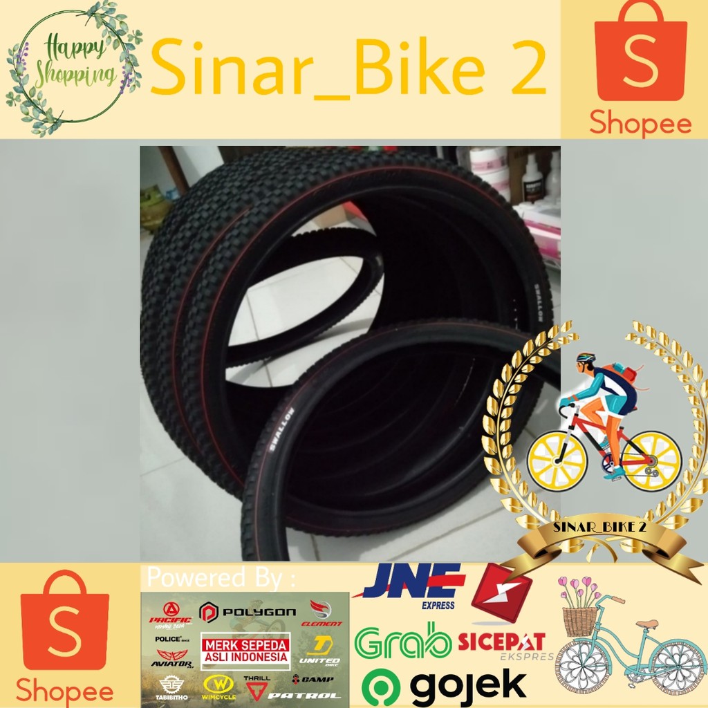 Ban Luar Sepeda 20 x 1.75 Merk Swallow Super Trac List Merah