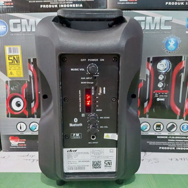 Speaker Bluetooth 8 Inch DAT DT 820QD Portable Radio USB Free 2 Mic Wireless Speaker Karaoke-4