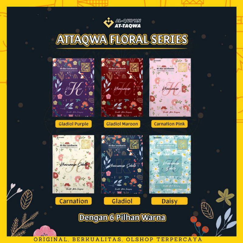 (GRATIS CUSTOM NAMA)Al-Quran Custom Attaqwa | Type Floral ukuran A4| TERLARIS