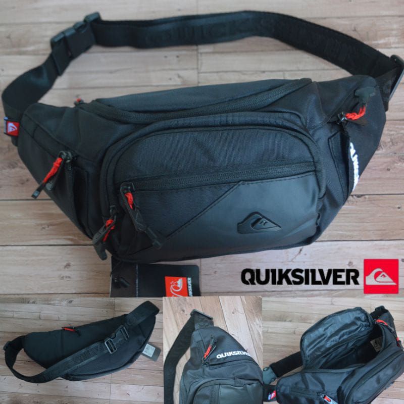 Waist Bag Quicksilver  Tas Pinggang Pria Quicksilver Logo Besi Hitam