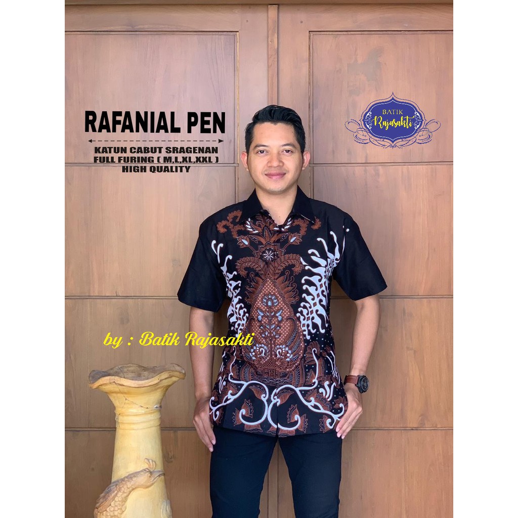 RAFANIAL PEN Kemeja Batik Pria Lengan Pendek Katun Halus FULL FURING Rajasakti