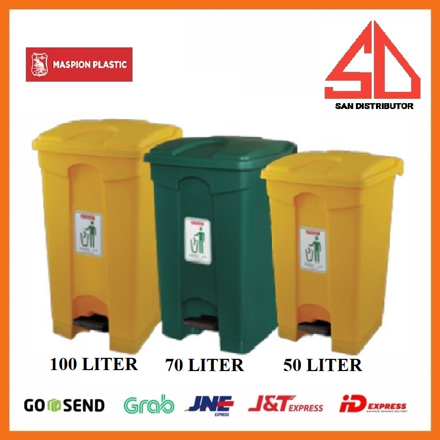 Tempat Sampah injak pedal tong sampah Kotak segi Sampah 50 70 100 liter maspion PEDAL DUSTBIN S50 BTD007 plastik kokoh