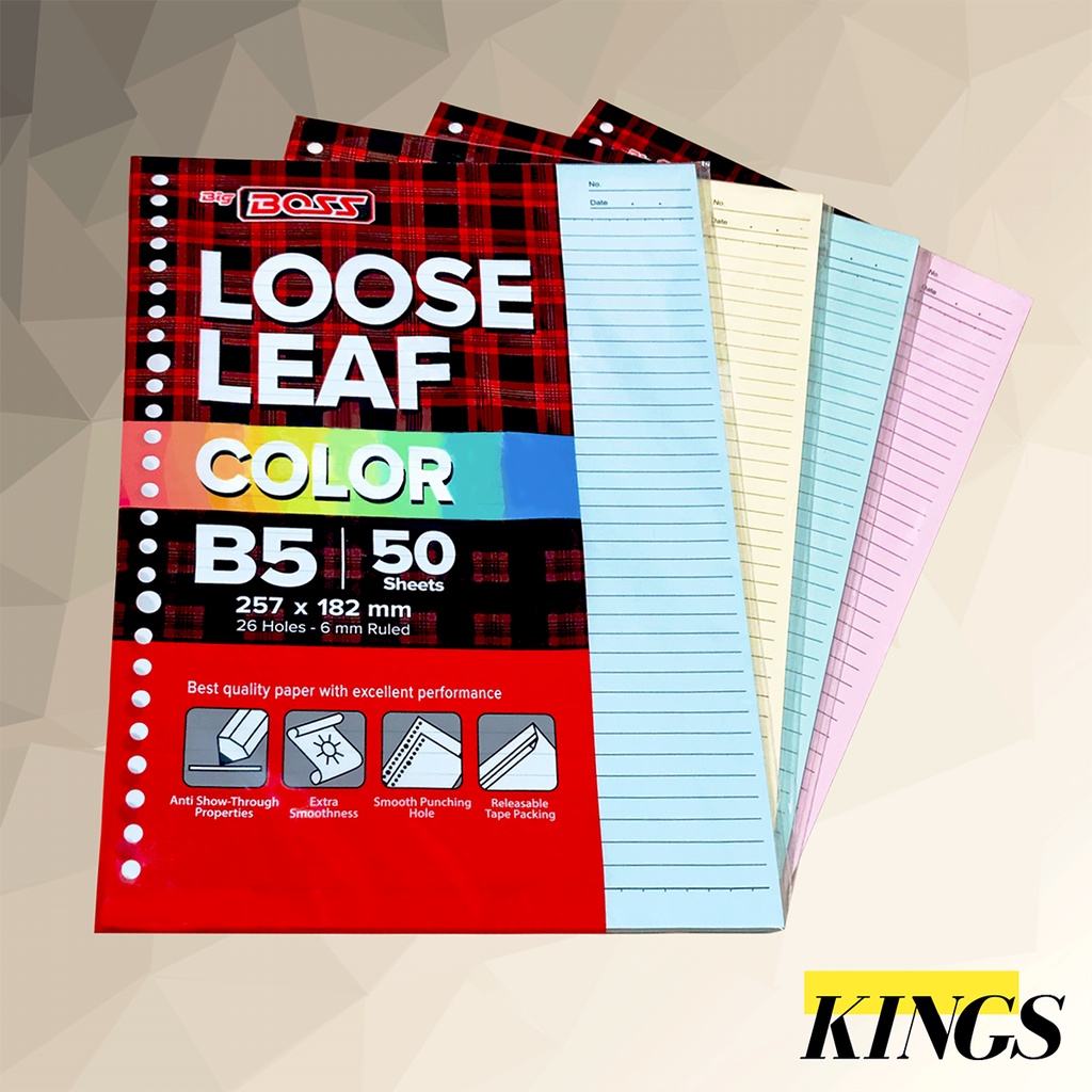 

Big Boss Loose Leaf Color / Isi Kertas File Binder Warna RBW B5 Garis Isi 50