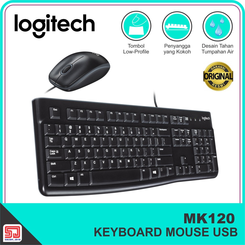 Logitech MK120 Keyboard Mouse Combo USB kabel Original