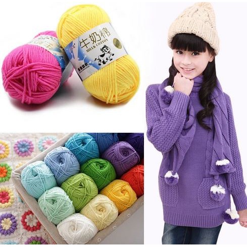 Colorful Soft Baby Milk Cotton Yarn 50g 63-91