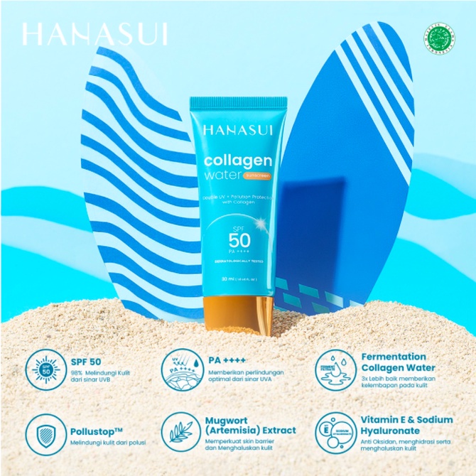 HANASUI Collagen Water Sunscreen SPF50 PA+++ 30ml - Sun screen Perlindungan Sinar UV Original BPOM